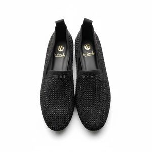 La Strada Black Rhinestone Embellished Slip-Ons 38 EU 7.5 /8 US